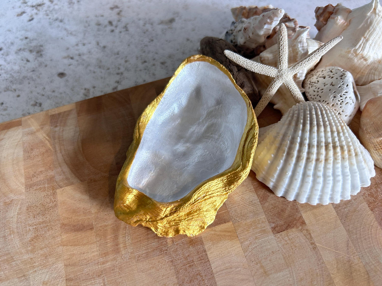 Natural Gold Oyster Shell Dressing Table or Vanity Dish.