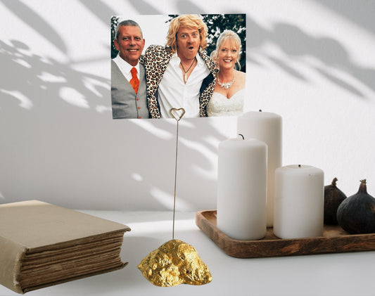 Elegant Gold Oyster Shell Wedding Photo Holder.