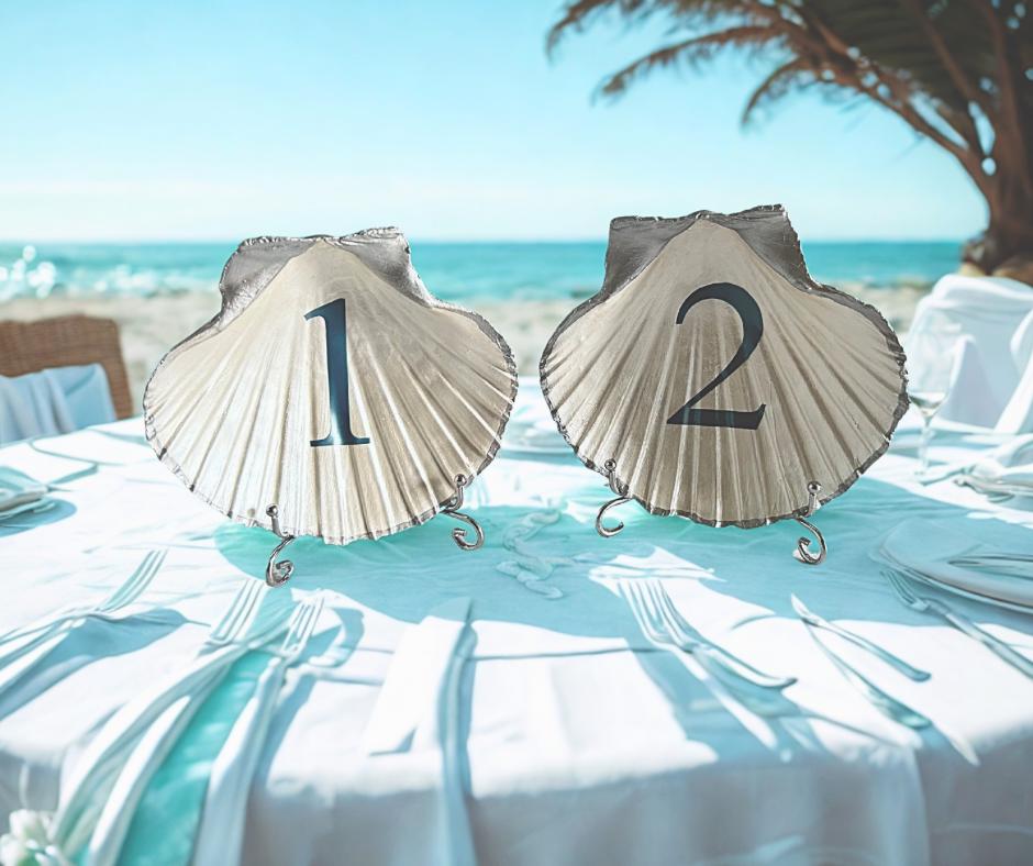 Coastal Wedding Table Numbers. Custom Destination Beach Event Signs.