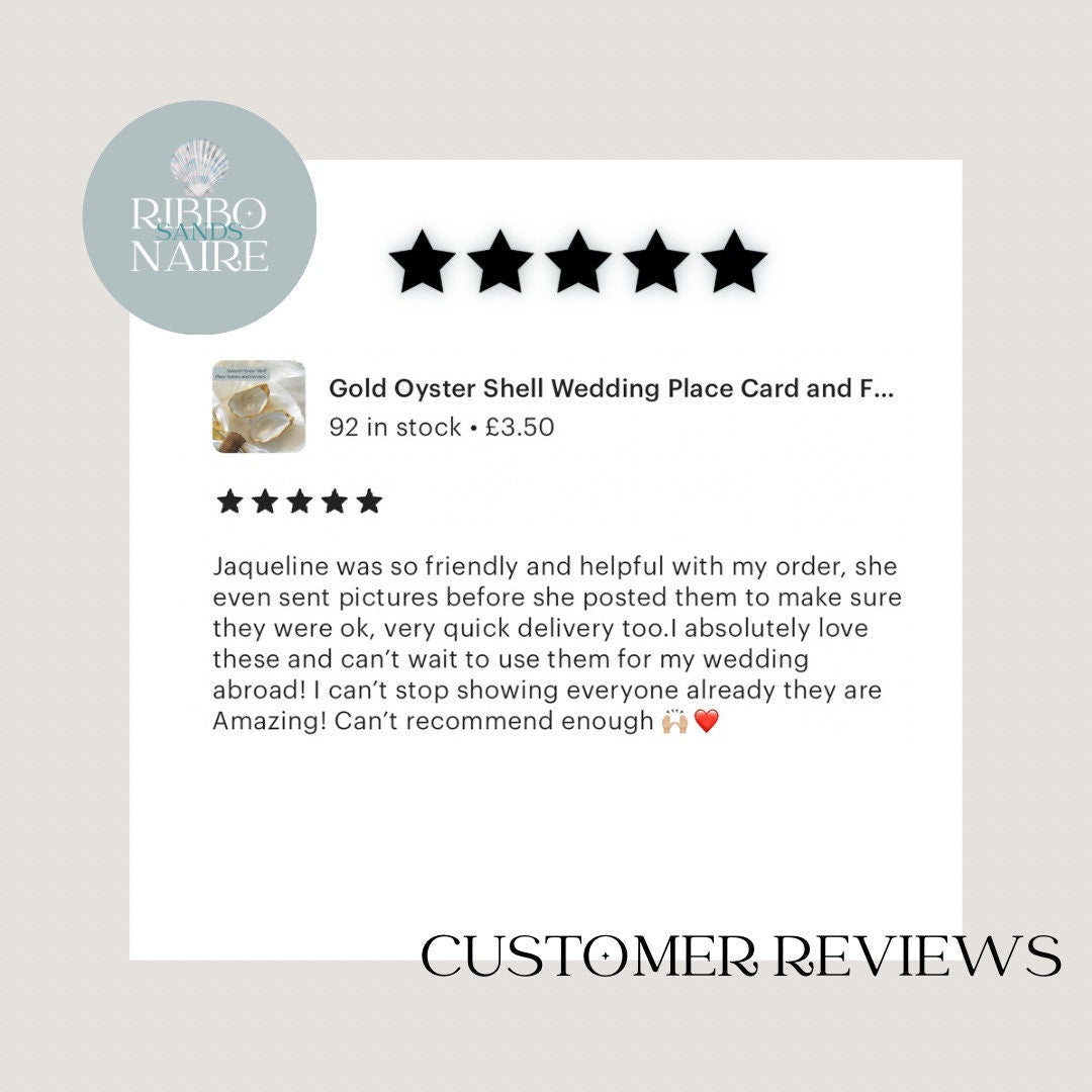 Gold Personalised Oyster Destination Wedding Favour and Place Name.