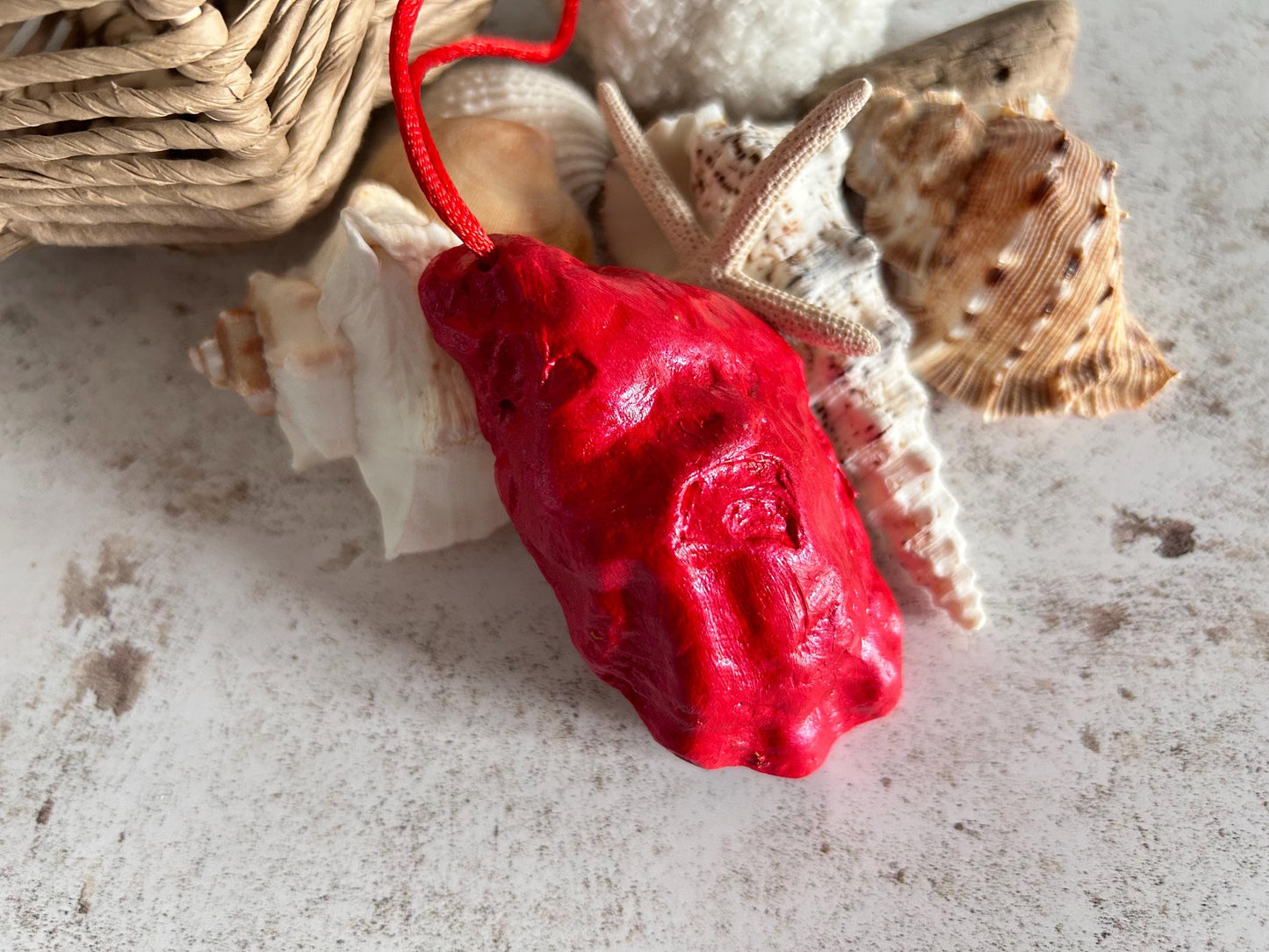 Gothic Day of the Dead Sugar Skull Oyster Shell Hanging Decoration.