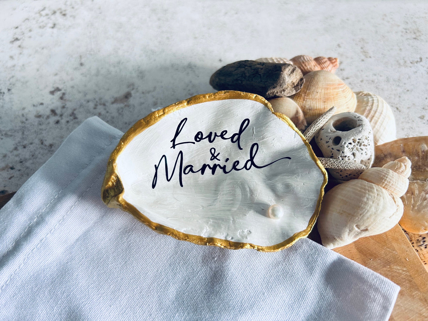 Loved & Married Natural Oyster Shell Jewellery Gift Set With A Freshwater Pearl.