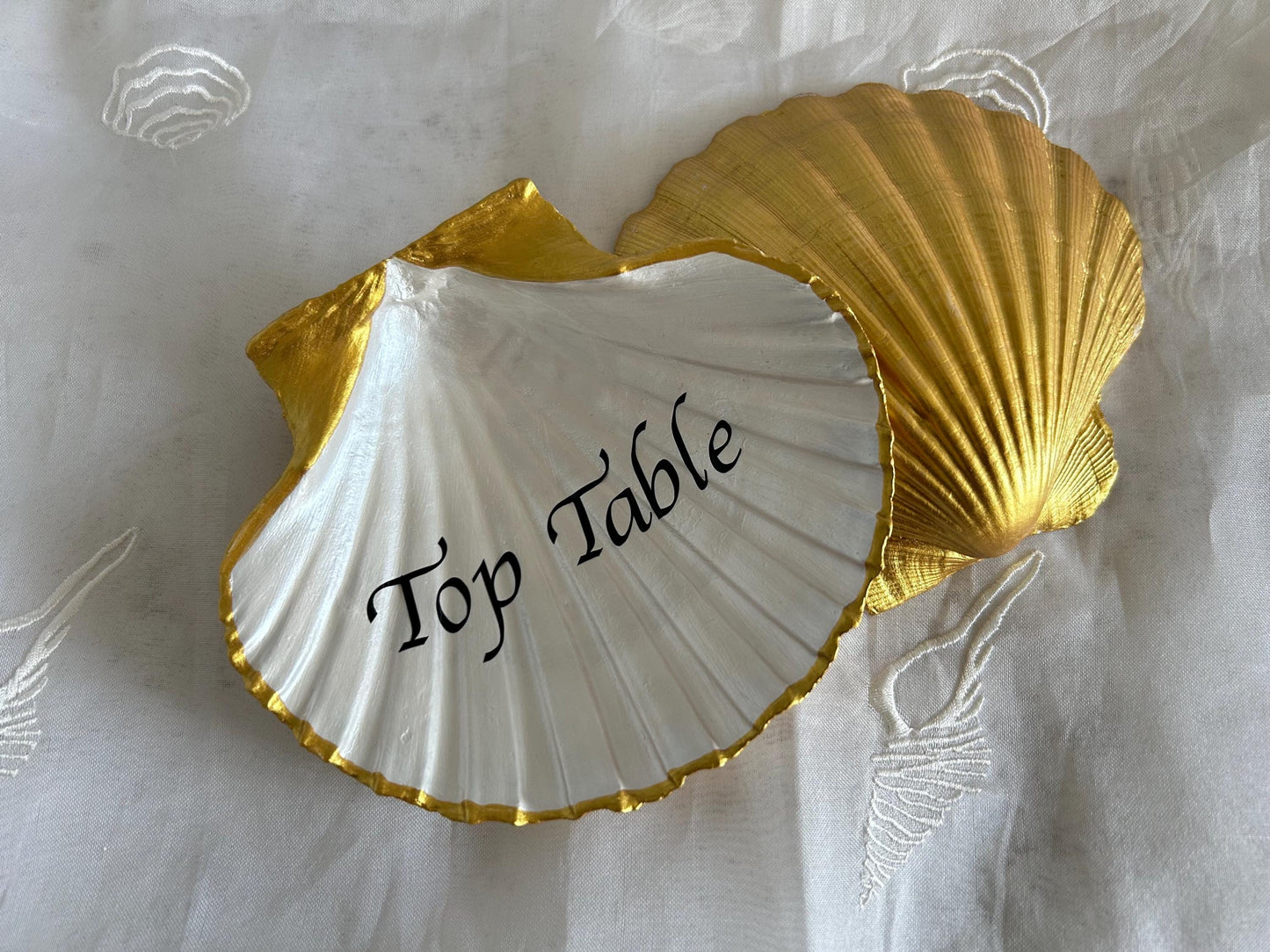 Personalised Gold Wedding Guest Book Scallop Shell Sign.