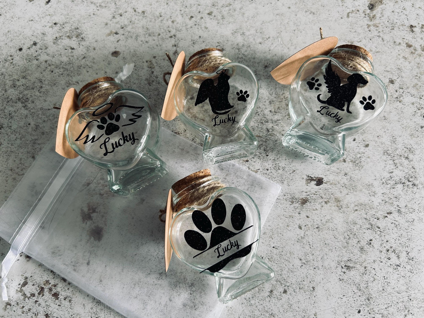 Memorial Jar For Pet Fur. Personalised Dog  or Cat Loss Gift.