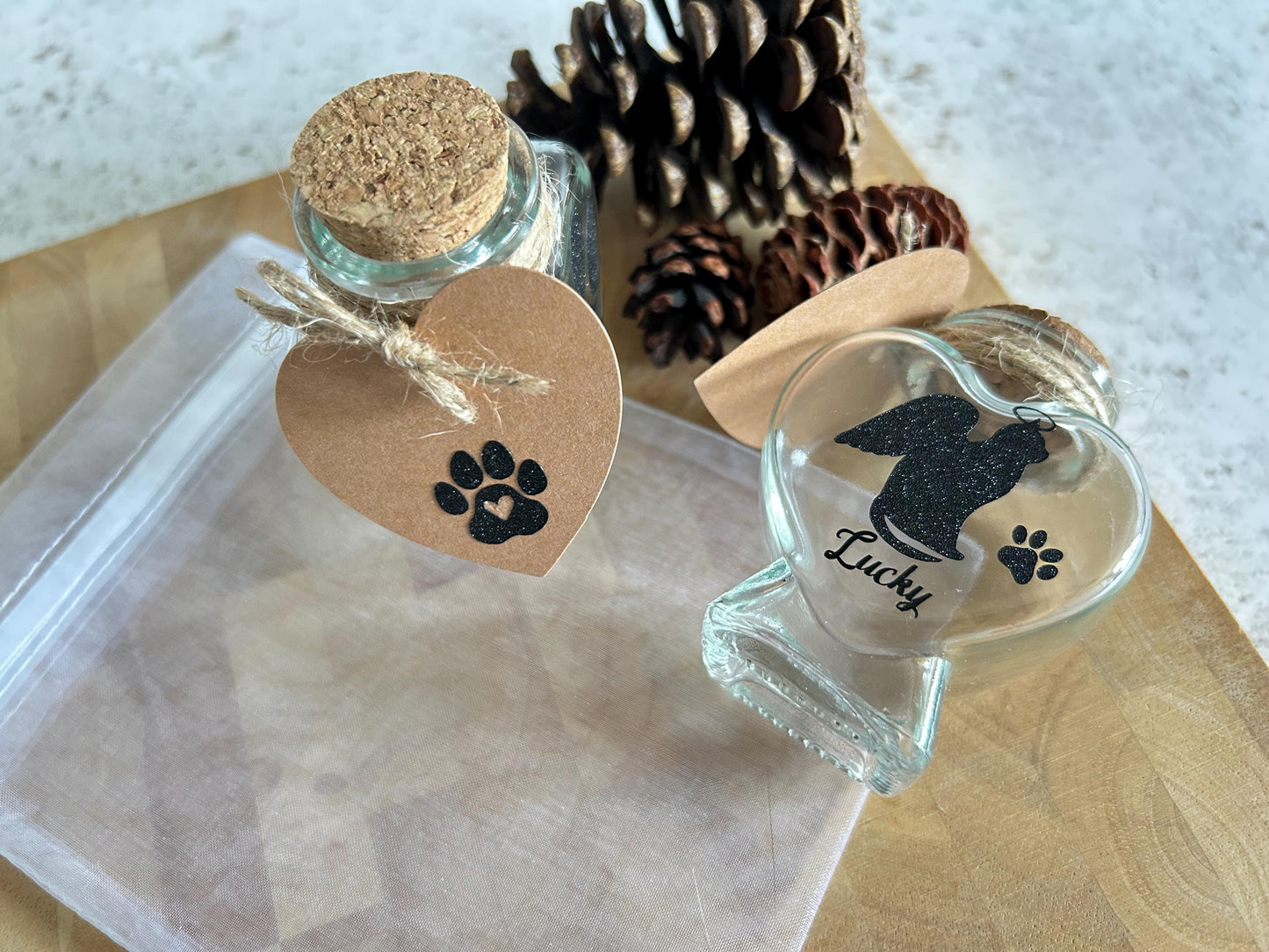 Memorial Jar For Pet Fur. Personalised Dog  or Cat Loss Gift.