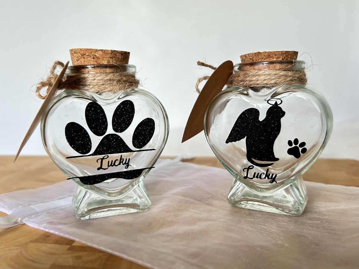 Memorial Jar For Pet Fur. Personalised Dog  or Cat Loss Gift.