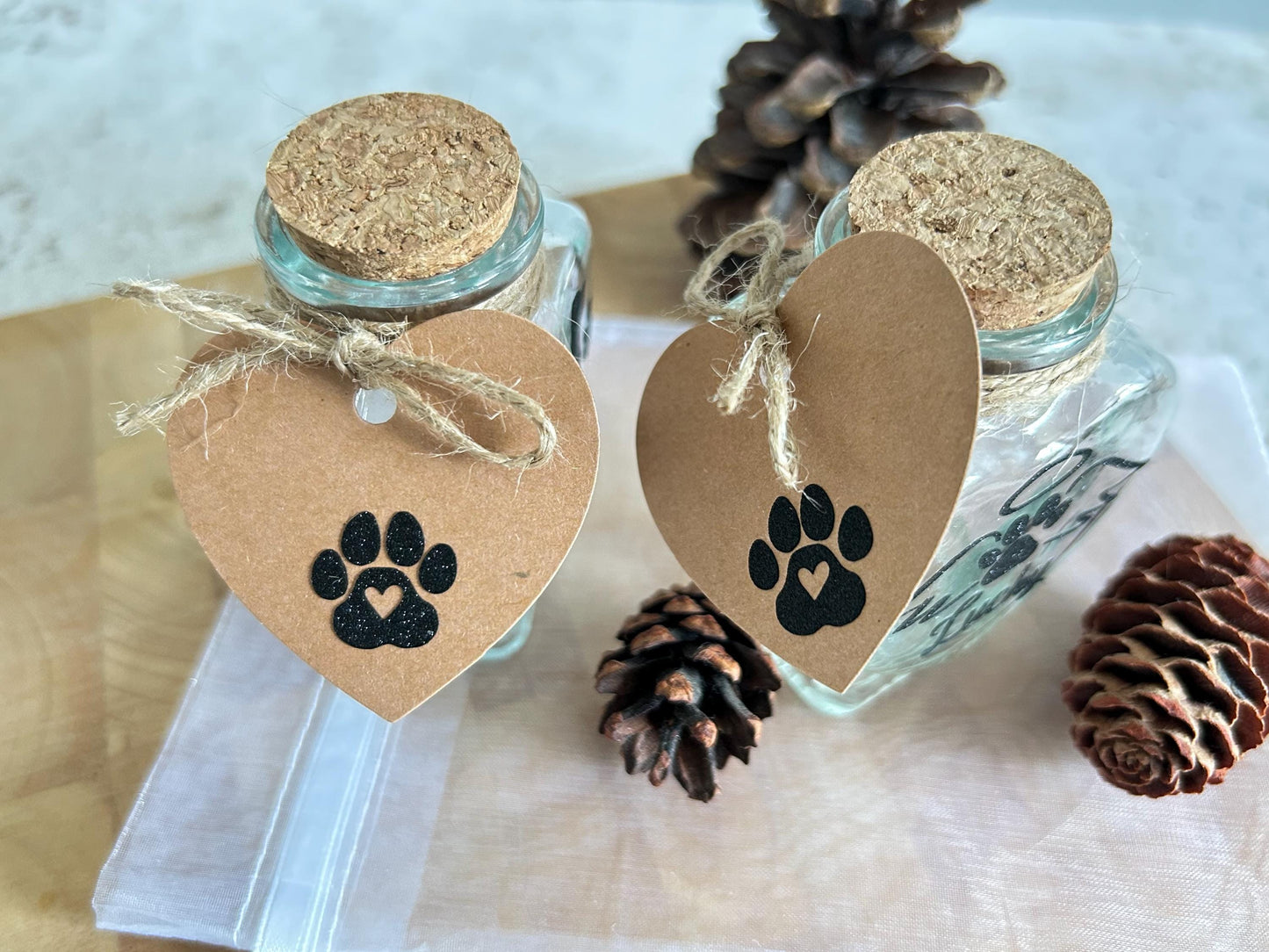 Heart Glass Dog Jar For Fur Baby. Custom Keepsake Pet Memorial Jar.