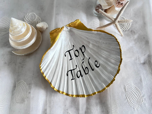Personalised Wedding Top Table Scallop Shell Custom Beach Sign.