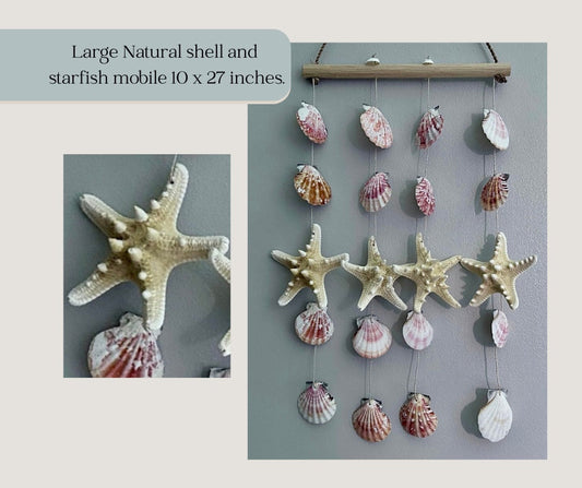 Starfish and Sea Shell Mobile. Beach Themed Home Decor.