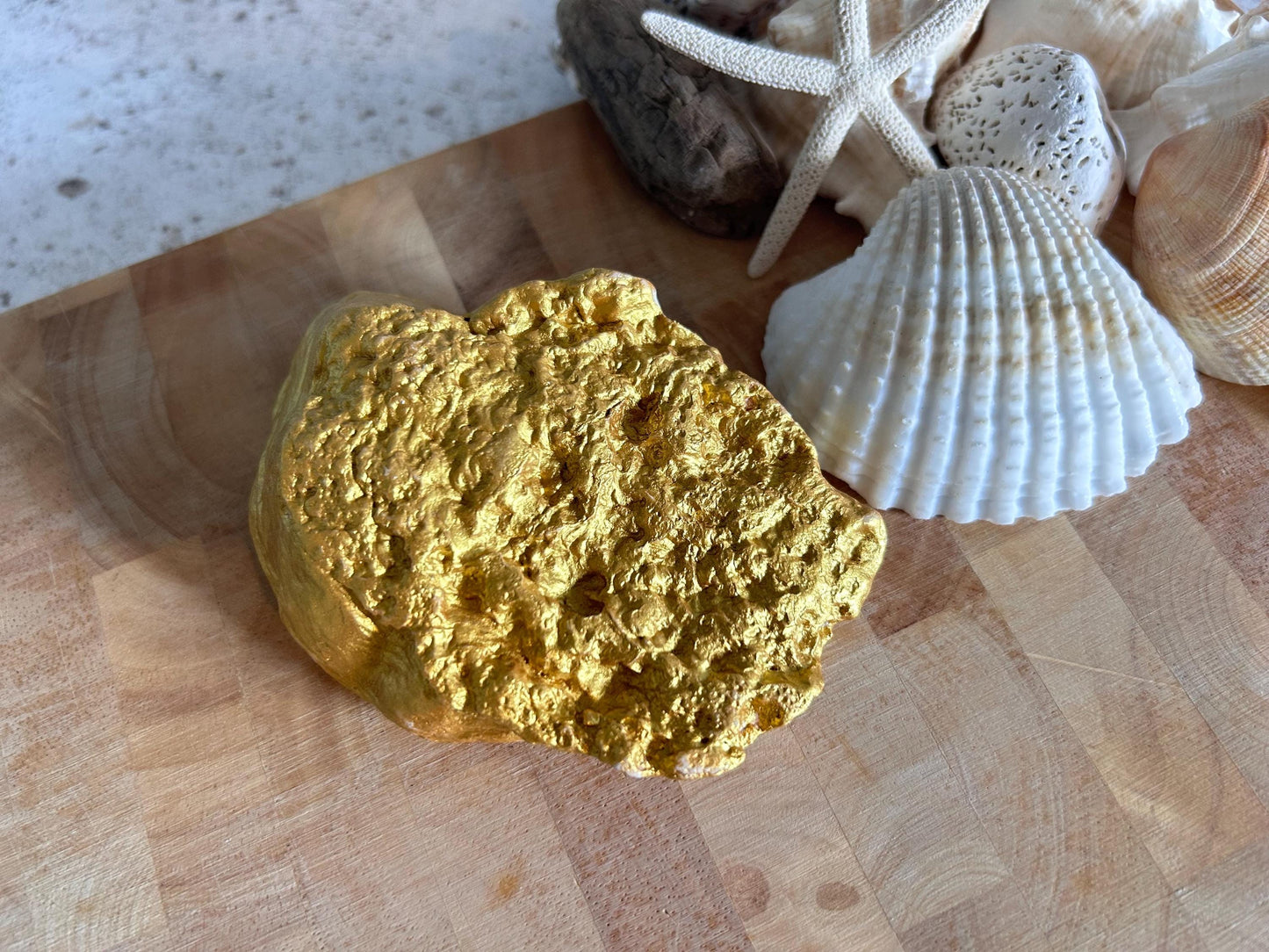Natural Gold Oyster Shell Dressing Table or Vanity Dish.