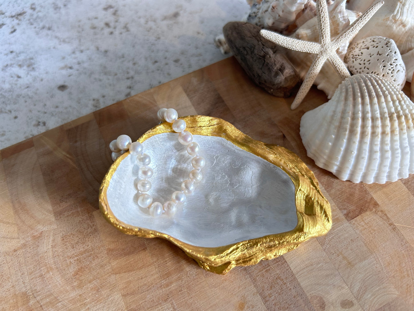 Natural Gold Oyster Shell Dressing Table or Vanity Dish.