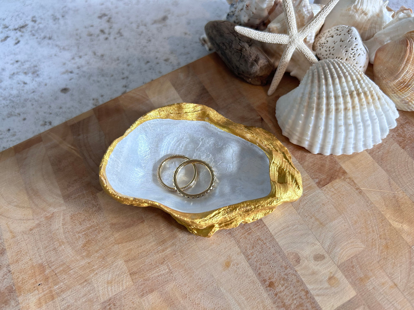 Natural Gold Oyster Shell Dressing Table or Vanity Dish.