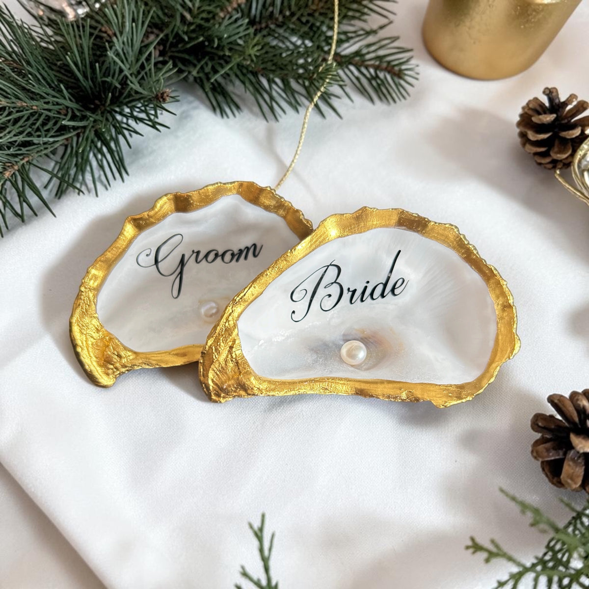 Wedding Keepsake Gift Set. Personalised Sand Bottle, Oyster Shell Cake Topper and Shell Keyring.