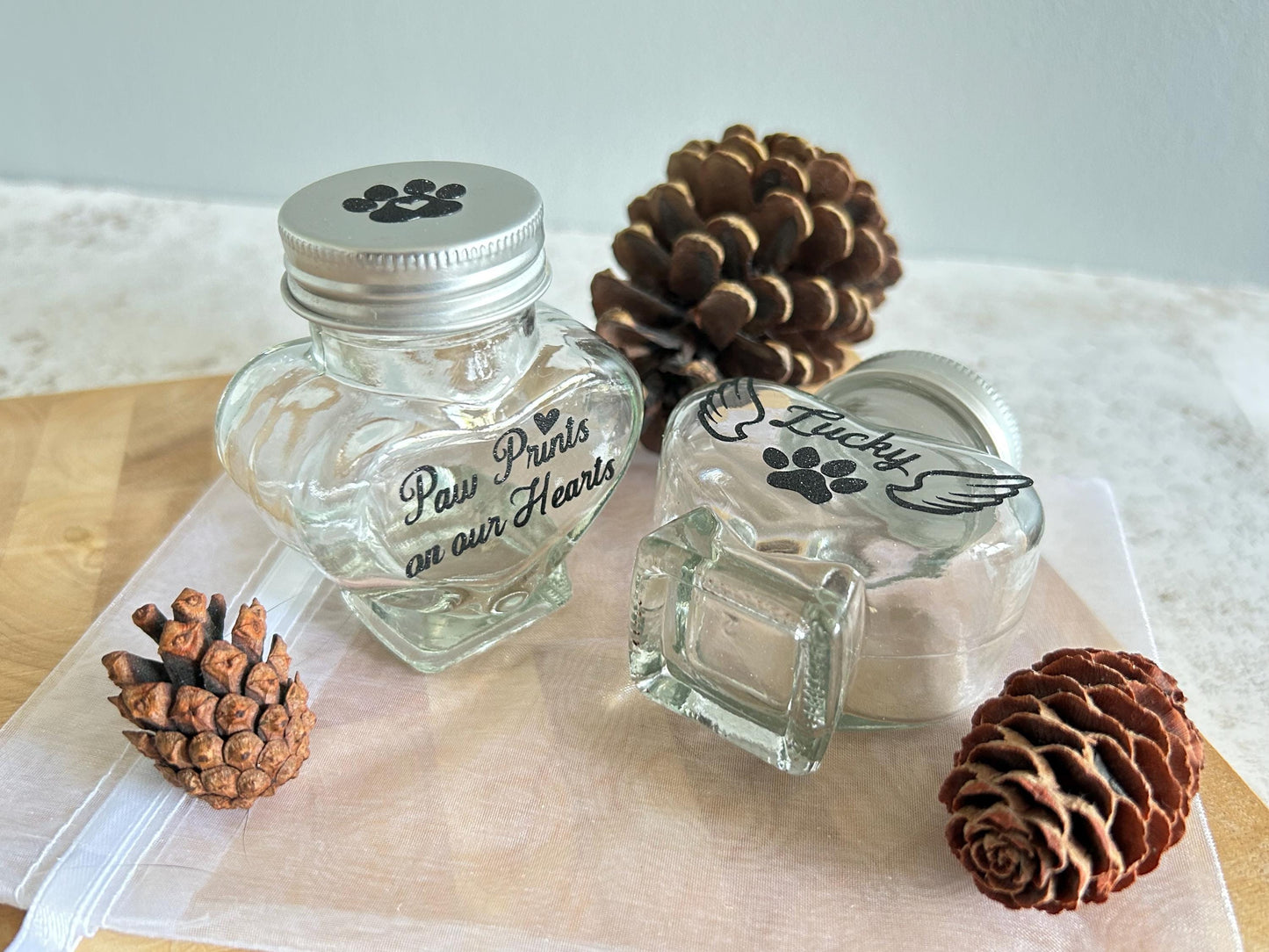 Personalised Pet Fur Keepsake Jar.  Custom Pet Hair Memorial Bottle.