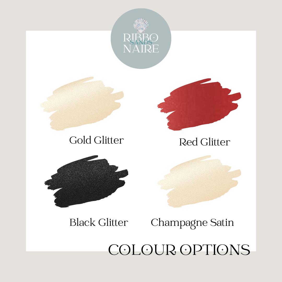 Personalised Red Glitter Oyster Shell Place Settings.