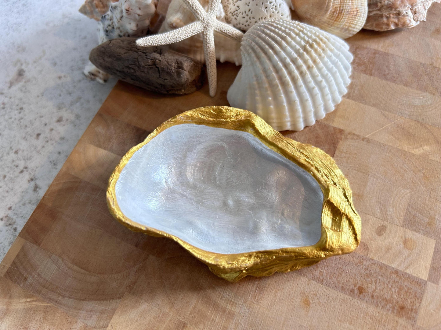 Natural Gold Oyster Shell Dressing Table or Vanity Dish.
