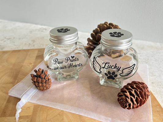 Personalised Pet Fur Keepsake Jar.  Custom Pet Hair Memorial Bottle.