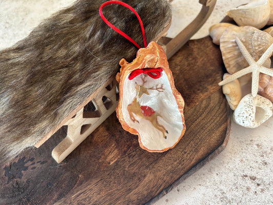 Reindeer Christmas Tree Ornament. Vintage Style Rose Gold Deer Bauble.