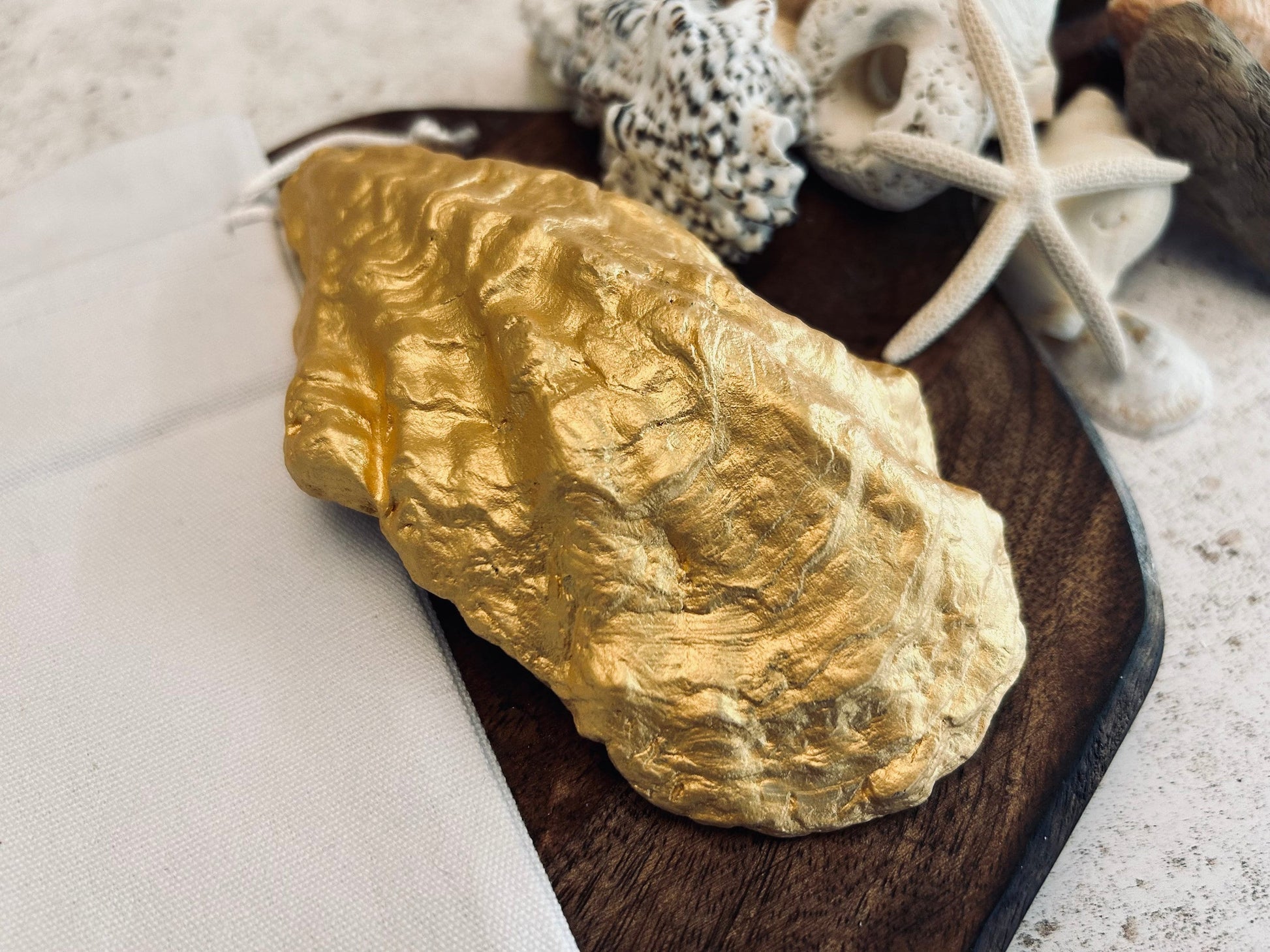 White Tiger Oyster Shell Trinket Dish. Perfect for your cufflinks, loose change or keys. Unique Gift from Son or Daughter.