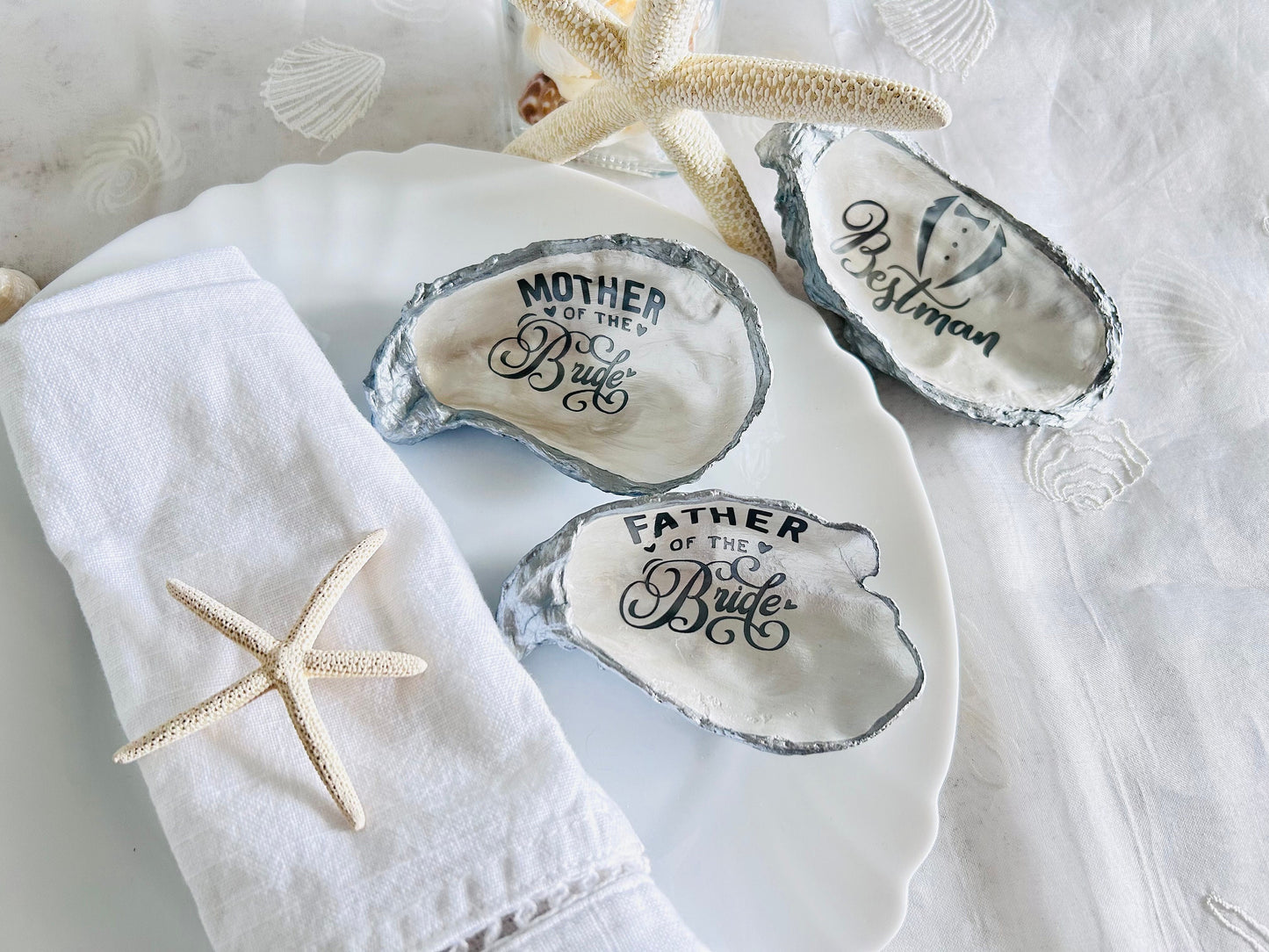 finished in a soft silver on the underside and edges with a pearlescent centre.