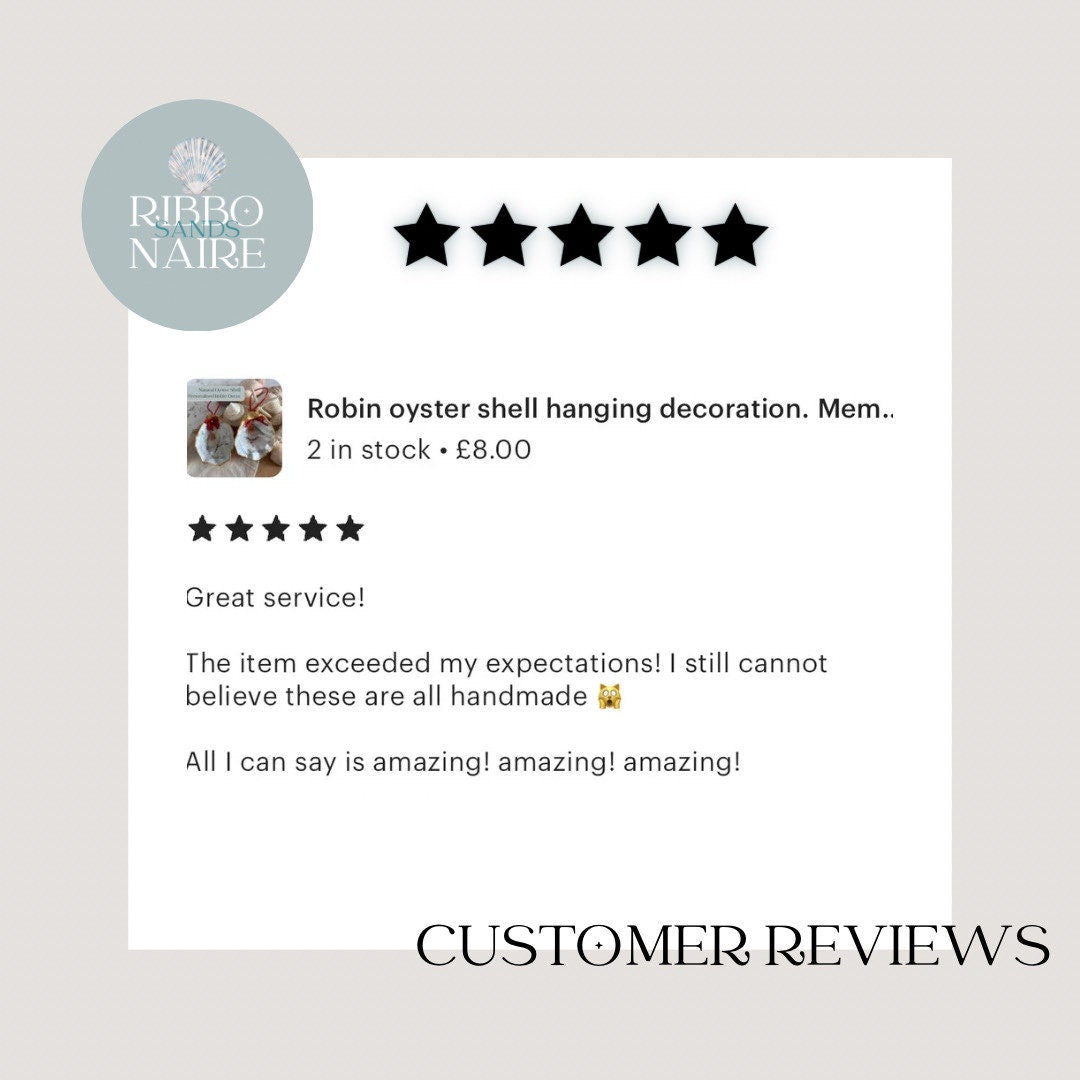 Personalised Robin oyster shell hanging decoration. Memorial bauble for loss of a loved one. Rememberance hanging ornament gift.