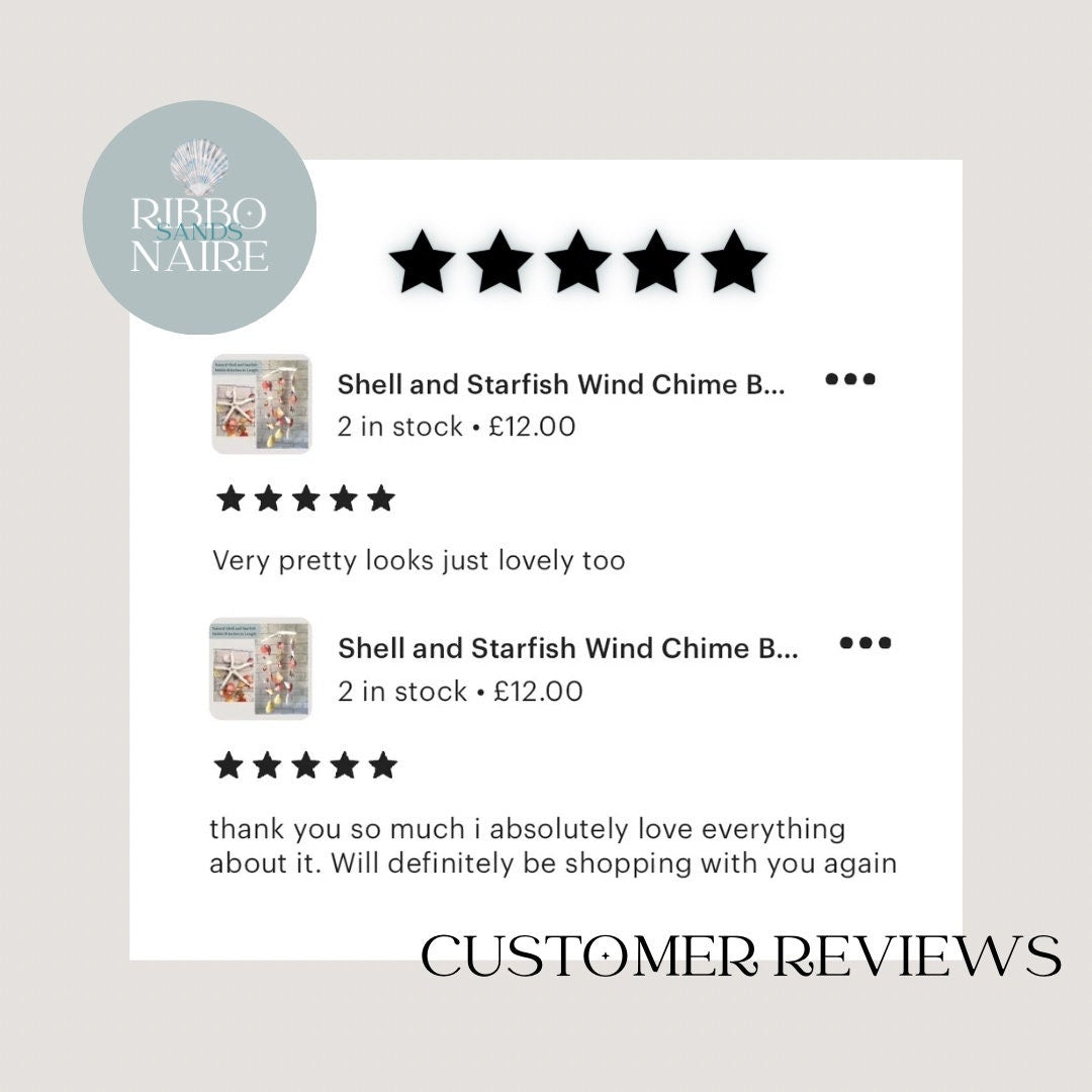 Shell and Starfish Wind Chime Beach Home Decor. Coastal Theme Accessory. Sun Room or Conservatory Mobile. The perfect Gift for Beach Lovers.