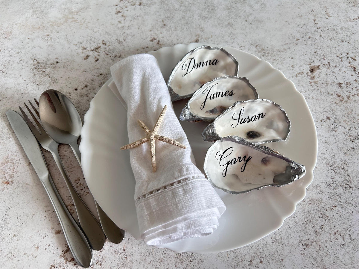 These oyster shells are natural inside and on the underside.