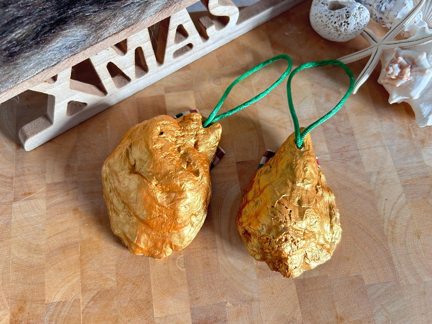 Vintage Beetle Car Christmas Ornament. 50s Retro Classi Car Oyster Shell Bauble.