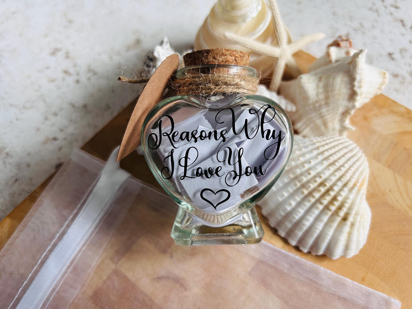 Personalised 'Reasons Why I Love You' Heart Jar Keepsake Gift. Wedding Day Gift.