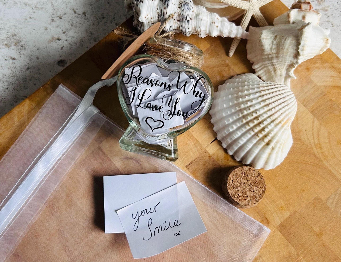 Personalised 'Reasons Why I Love You' Heart Jar Keepsake Gift. Wedding Day Gift.