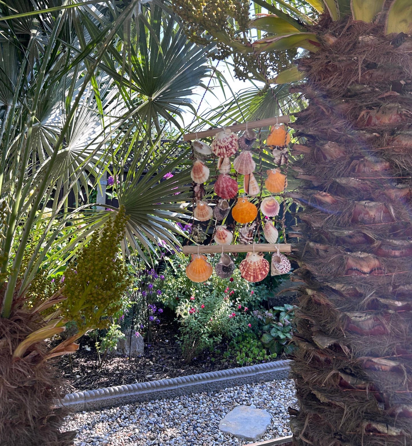 Sea Shell Net Ladder Hanging Decor: Coastal Wall Art for Home or Garden.