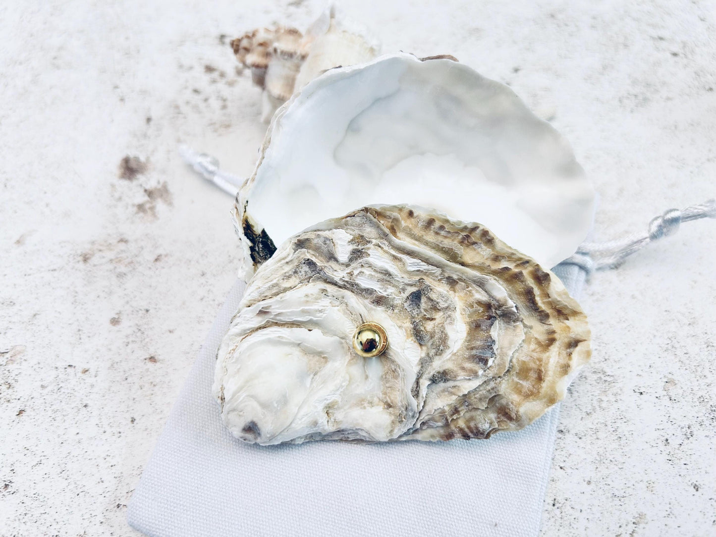 Natural Oyster Shell Ring Box. Beach Wedding Ring Bearer for Page Boy or Bridesmaid.