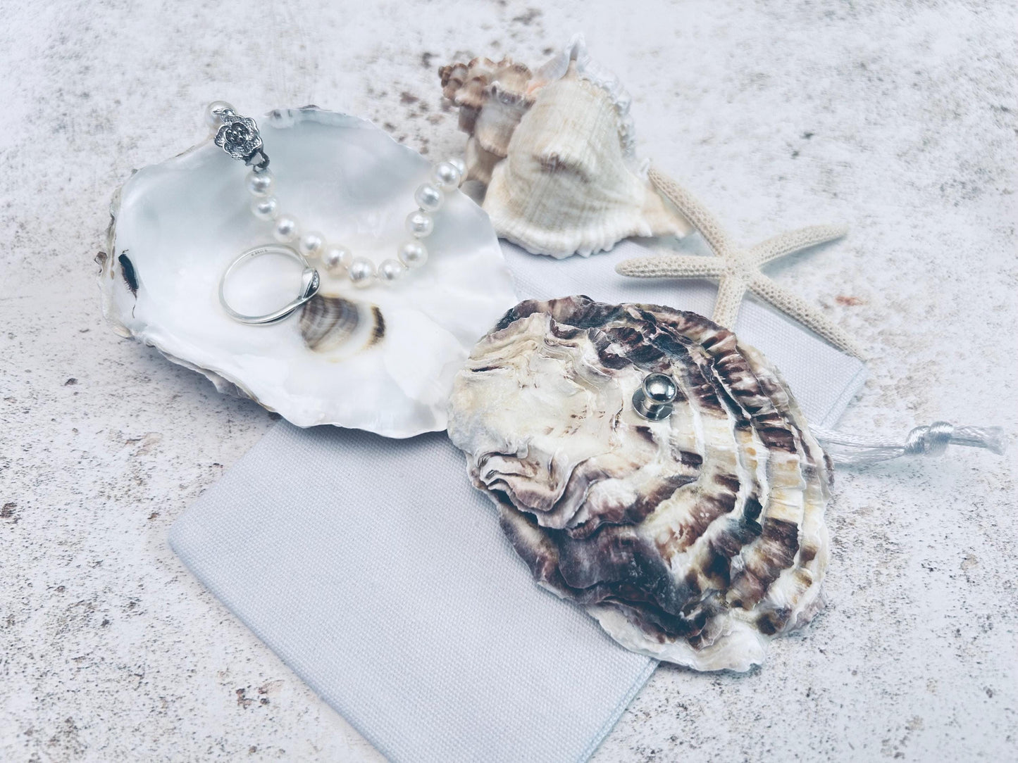 Natural Oyster Shell Ring Box. Beach Wedding Ring Bearer for Page Boy or Bridesmaid.
