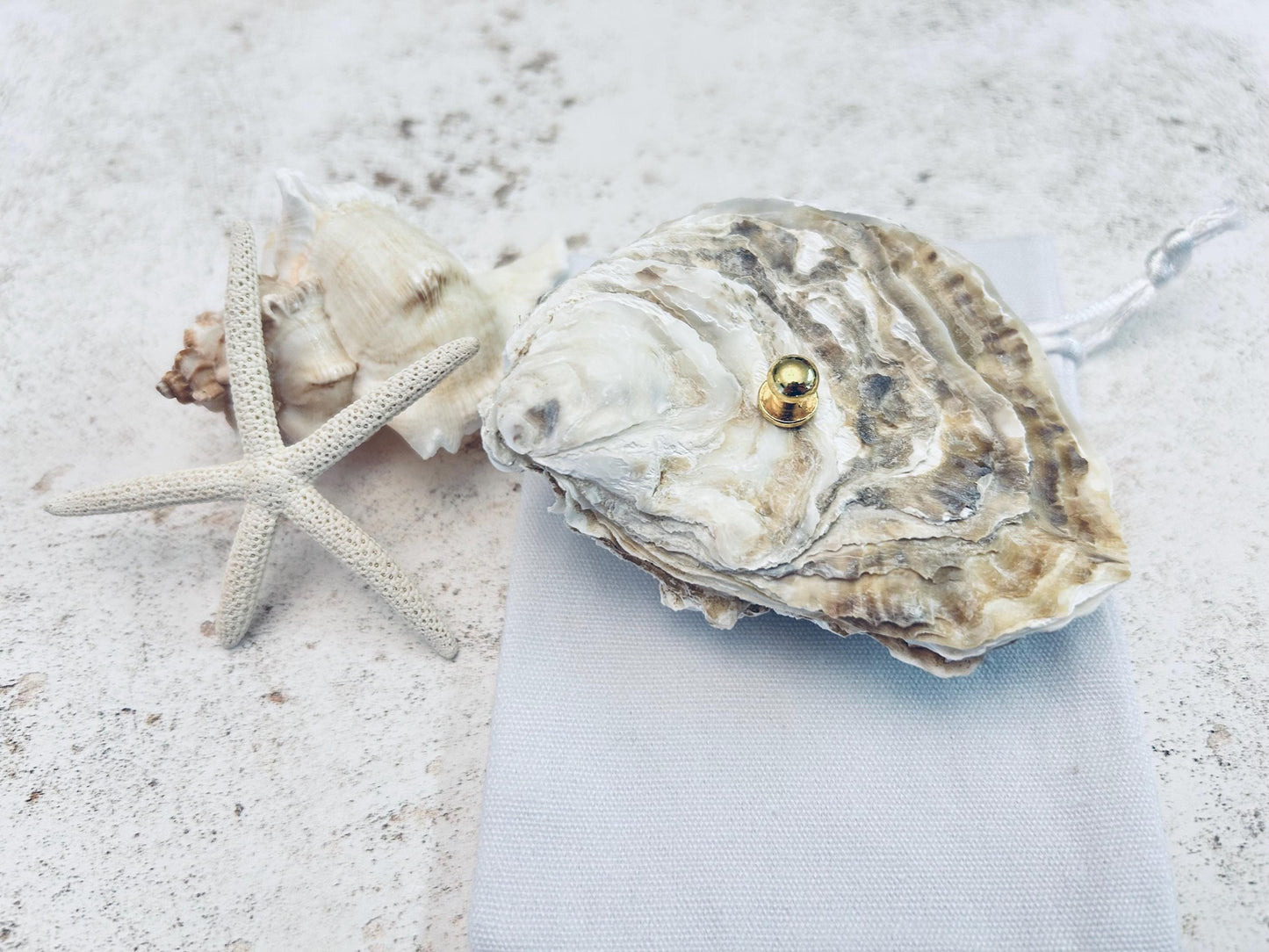 Natural Oyster Shell Ring Box. Beach Wedding Ring Bearer for Page Boy or Bridesmaid.