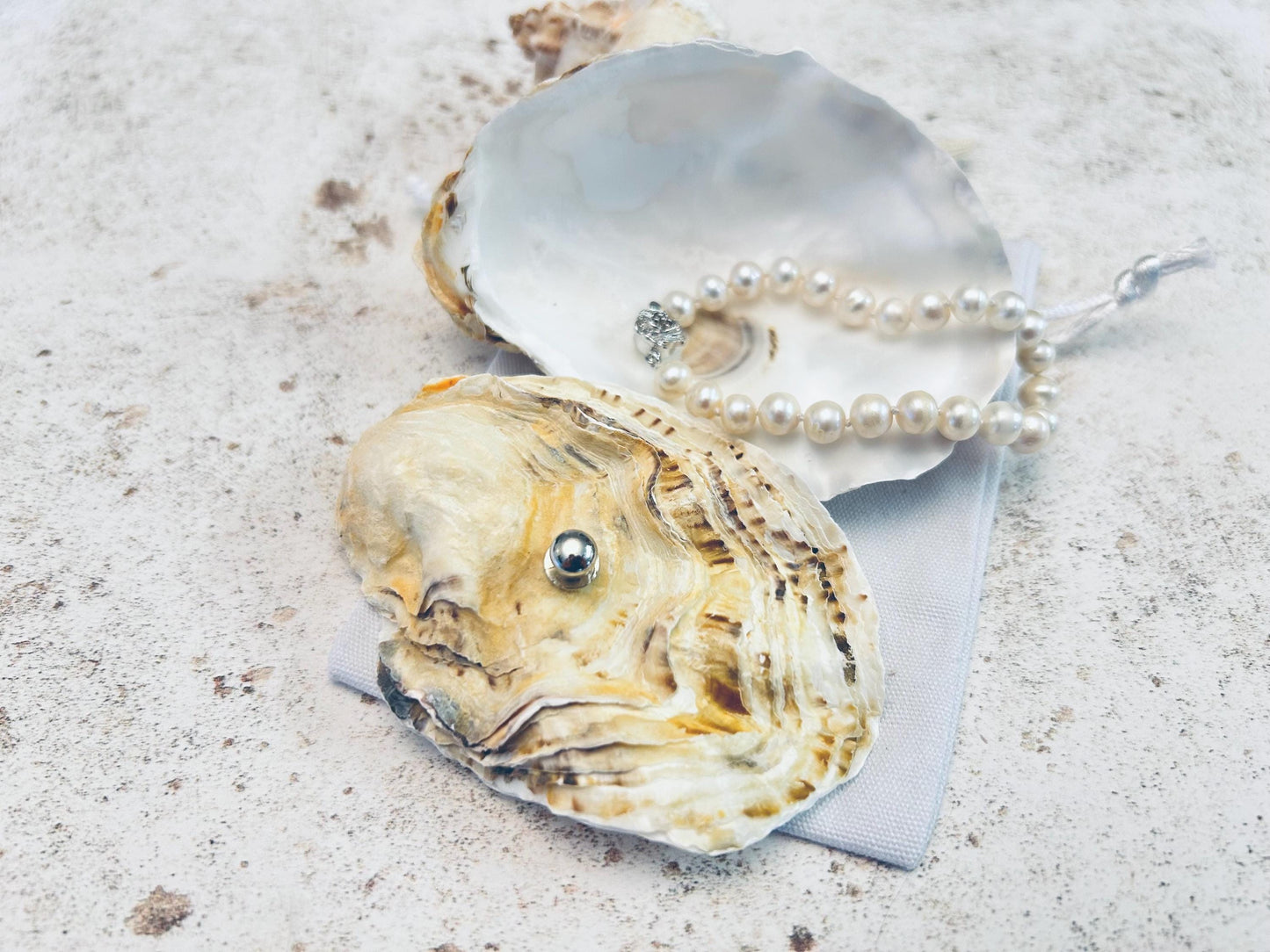 Natural Oyster Shell Ring Box. Beach Wedding Ring Bearer for Page Boy or Bridesmaid.