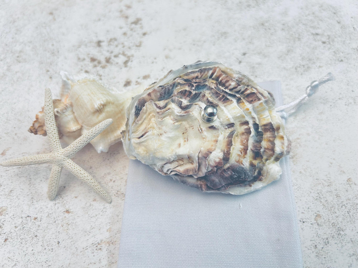 Natural Oyster Shell Ring Box. Beach Wedding Ring Bearer for Page Boy or Bridesmaid.