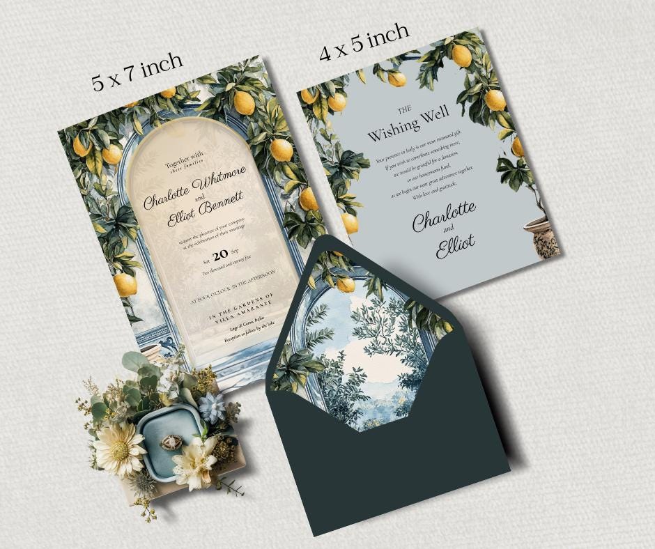 Italian Wedding Invitation Bundle. Editable Canva Templates . Printable Destination Stationary. Digital Download.