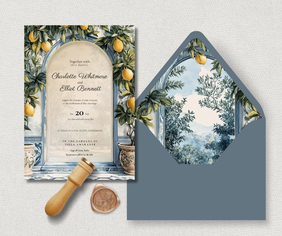 Italian Wedding Invitation Bundle. Editable Canva Templates . Printable Destination Stationary. Digital Download.