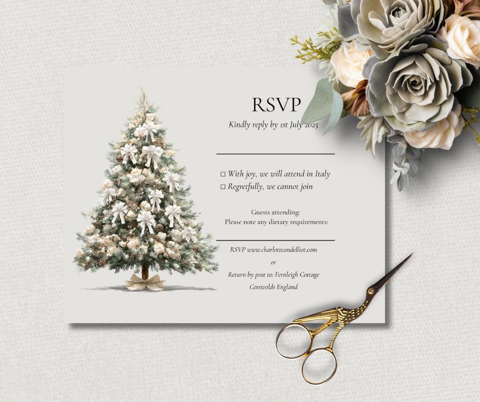 Winter Wedding Invitation Bundle. Christmas Tree Wedding Suite. Holiday Celebration Digital Download Template.