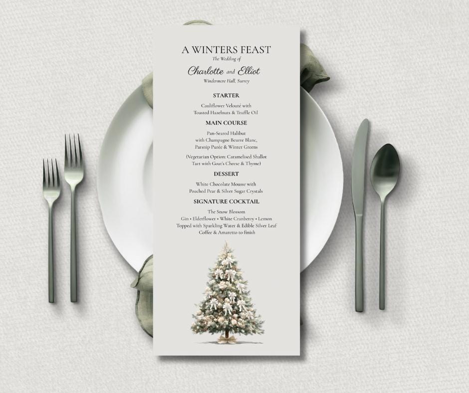 Winter Wedding Invitation Bundle. Christmas Tree Wedding Suite. Holiday Celebration Digital Download Template.