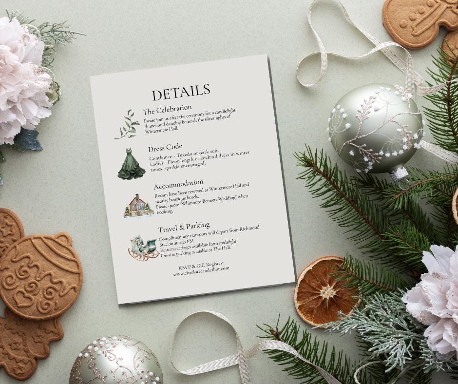 Winter Wedding Invitation Bundle. Christmas Tree Wedding Suite. Holiday Celebration Digital Download Template.