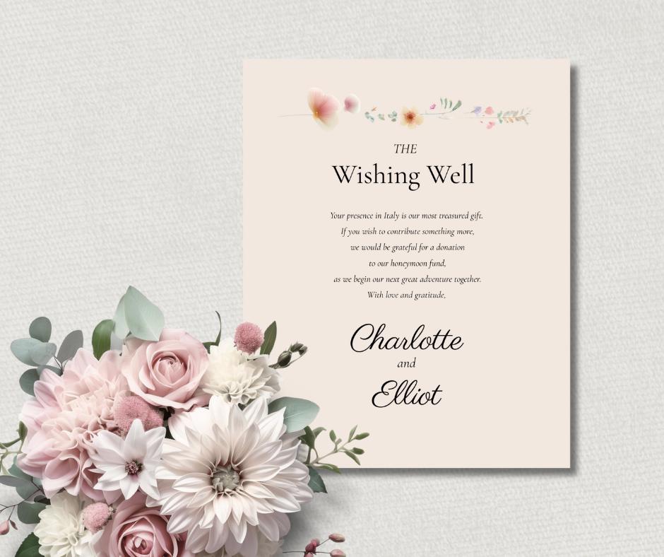 Peach and Sage Floral Wedding Invitation Suite. Editable Modern Botanical Bundle Template.