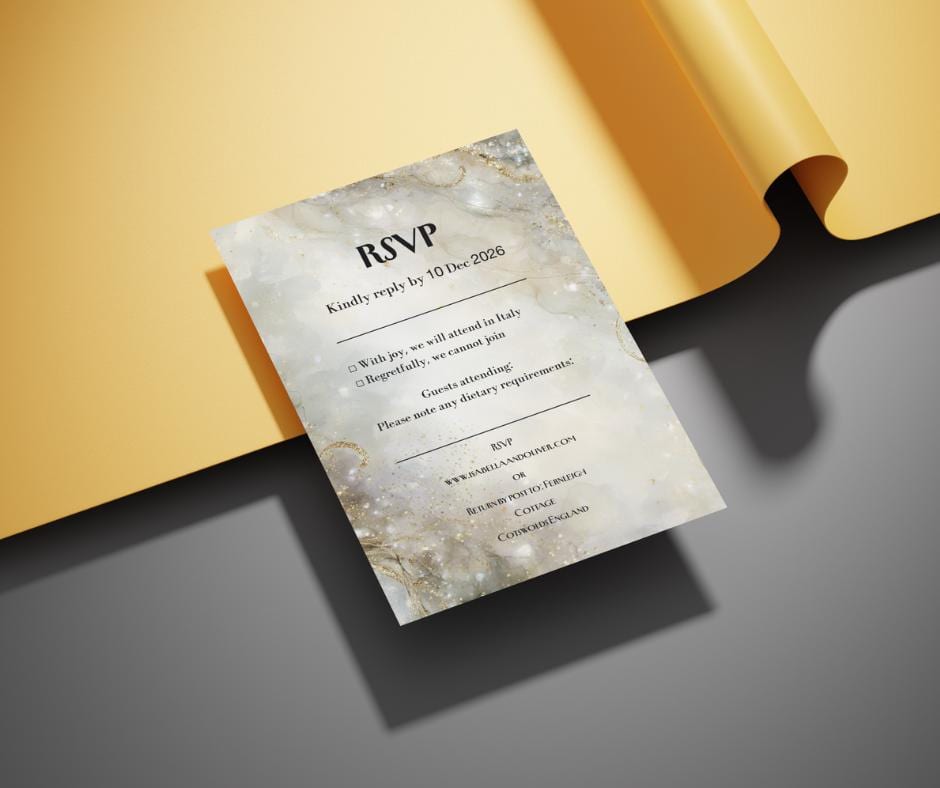 New Years Eve Party Invitation Set. Champagne Gold and Silver Sparkle Effect. Editable Template.