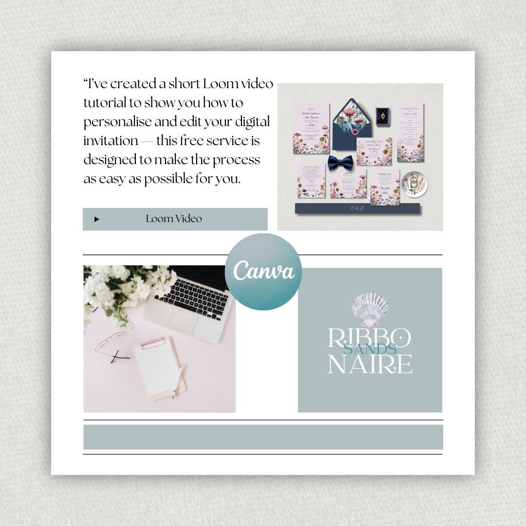 Wildflower Pink and Teal Garden Wedding Invitation Suite. Floral Stationery Set. Editable Download.