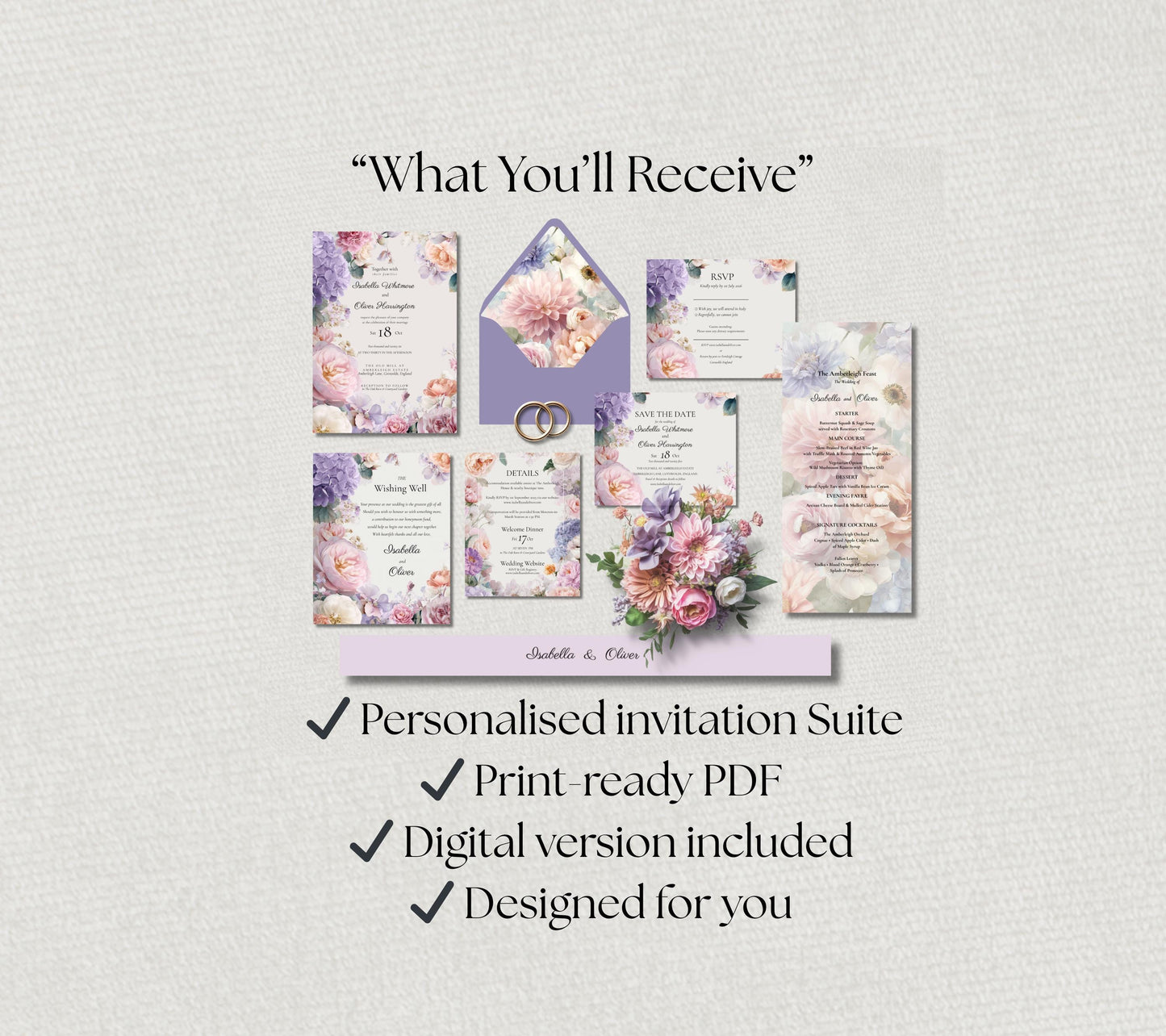 Invitation Completion service for One Digital Suite. We Edit,  For You To Print.