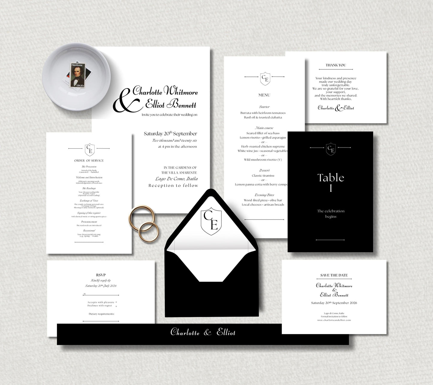 Old Money Wedding Stationery Bundle. Elegant Ceremony Signs, Luxury Canva Templates. Complete Celebration Set.