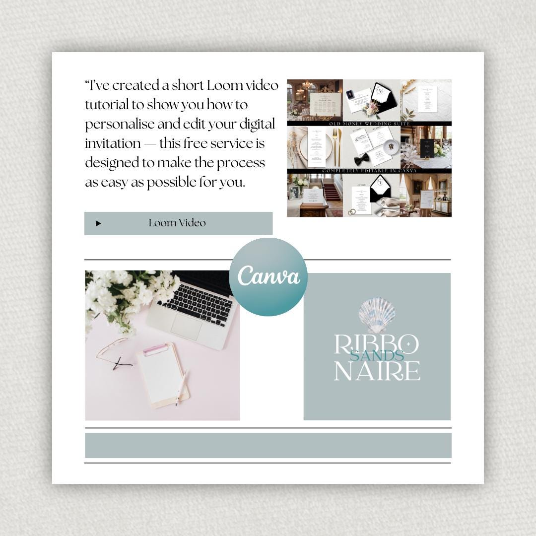 Old Money Wedding Stationery Bundle. Elegant Ceremony Signs, Luxury Canva Templates. Complete Celebration Set.