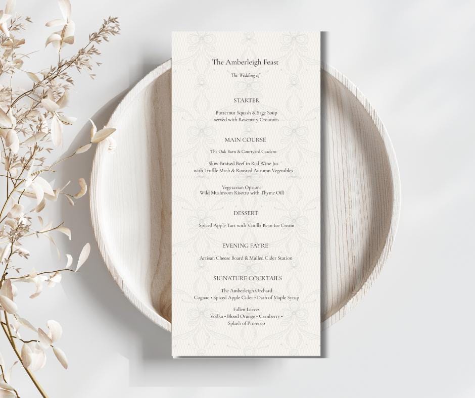 Lace Wedding Invitation Suite. Elegant Editable Canva Template For Vintage Style Occasions.