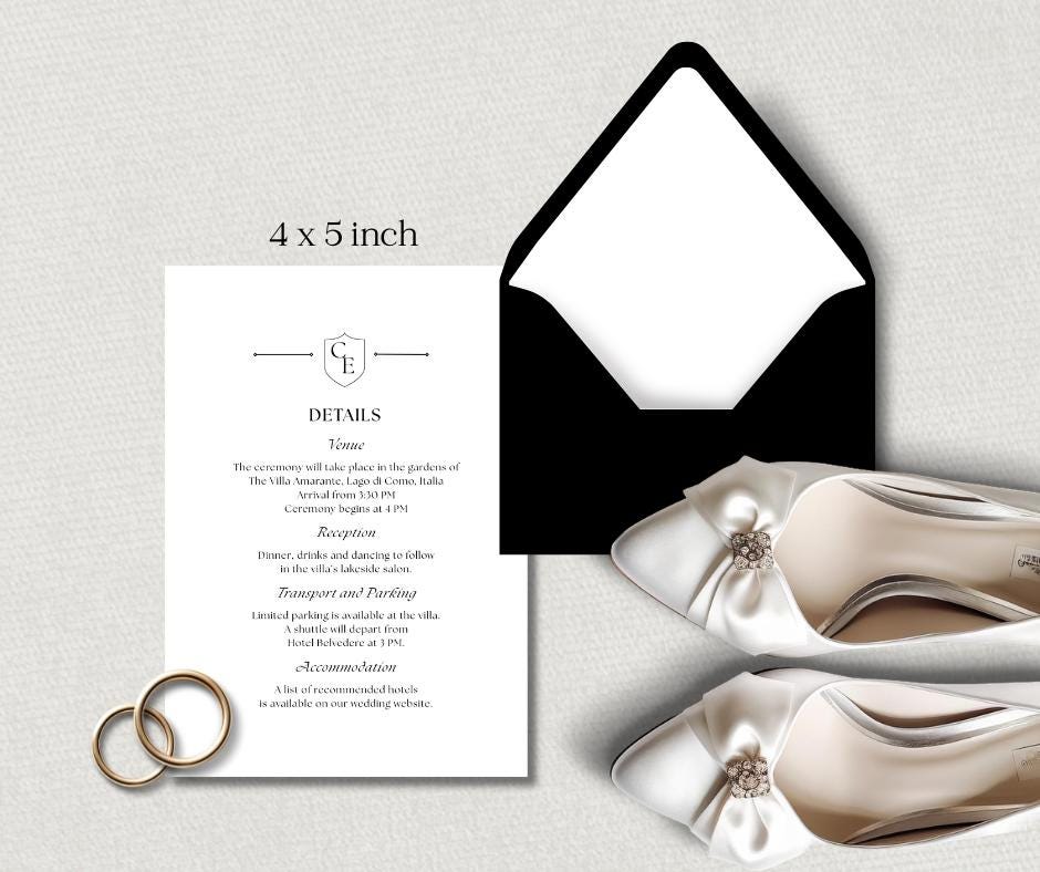 Old Money Invite Set, Elegant Vintage Wedding Invitation. Formal Black & White Luxury Editable Canva Template.