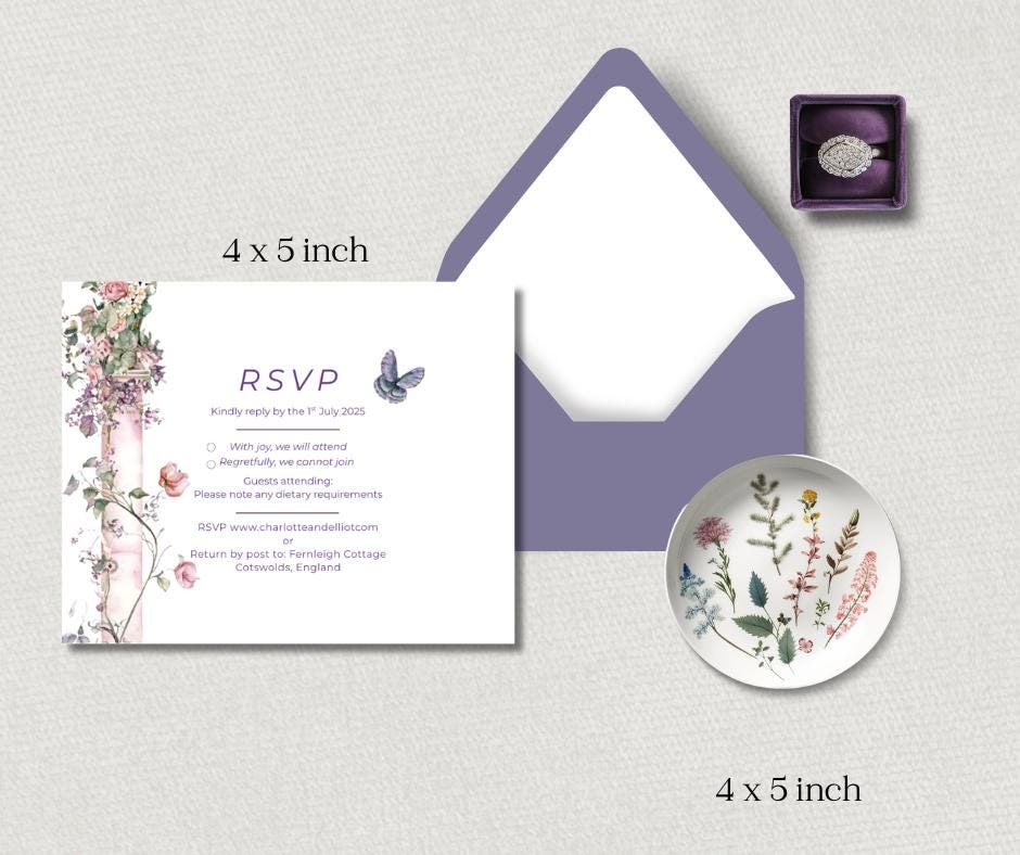 Summer Garden Botanical Wedding Stationary.  Pink Floral Arch Invitation Set. Canva Digital Download.